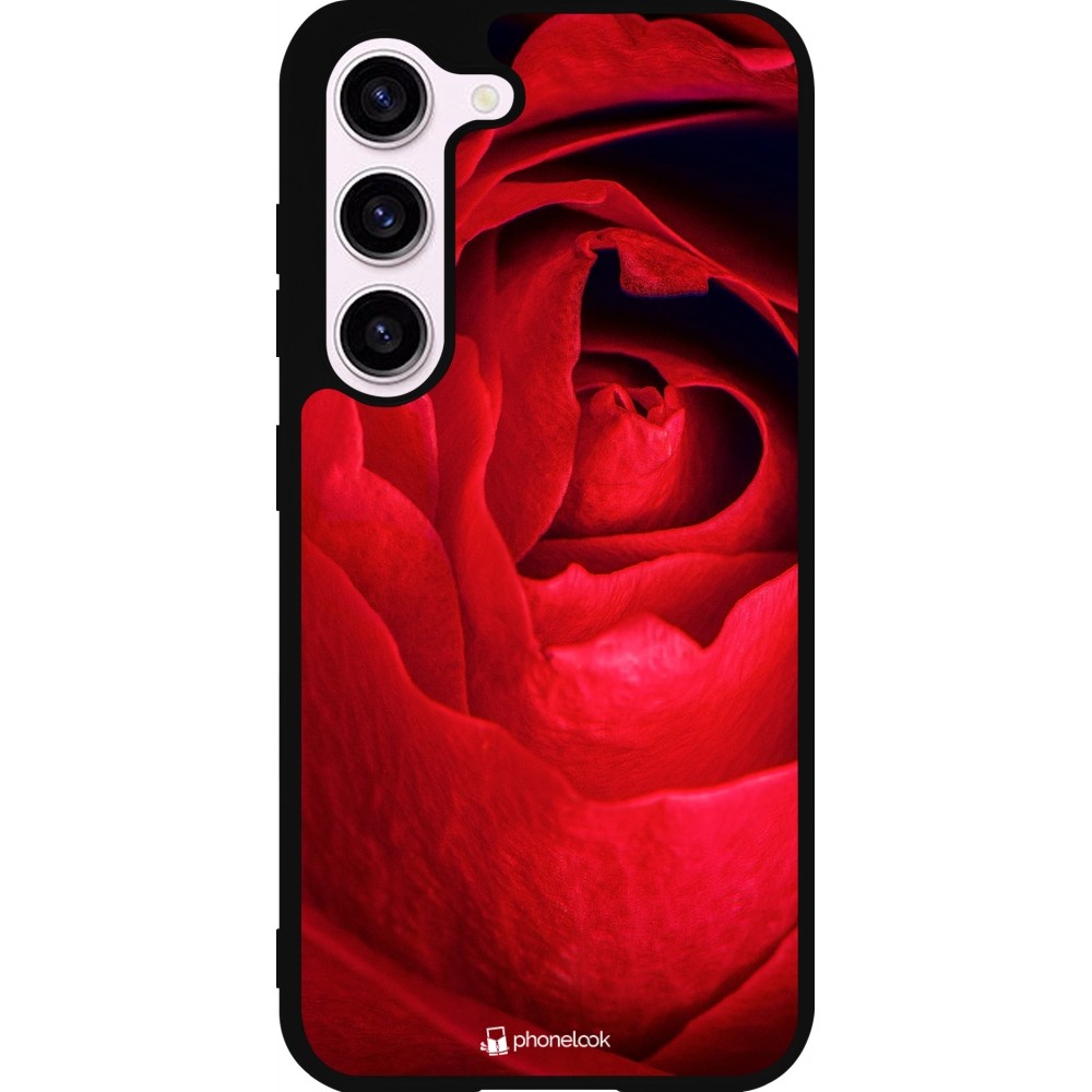 Coque Samsung Galaxy S23 - Silicone rigide noir Valentine 2022 Rose