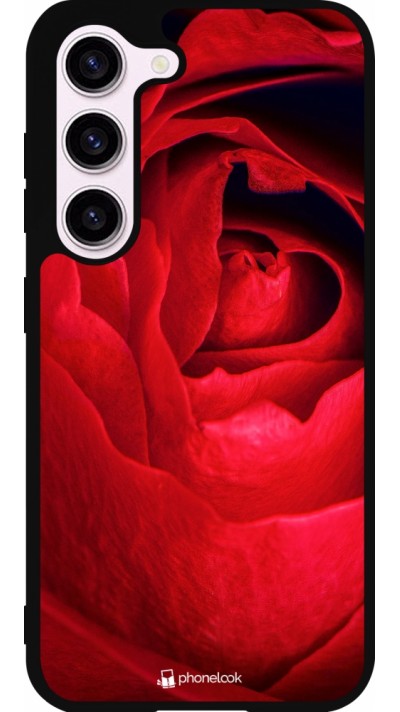 Coque Samsung Galaxy S23 - Silicone rigide noir Valentine 2022 Rose