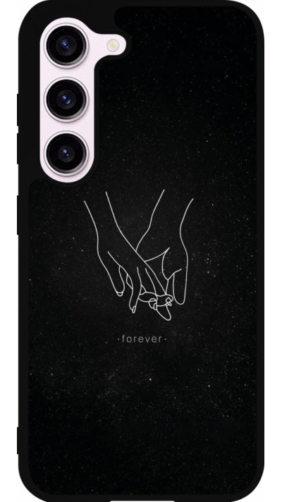Coque Samsung Galaxy S23 - Silicone rigide noir Valentine 2023 hands forever