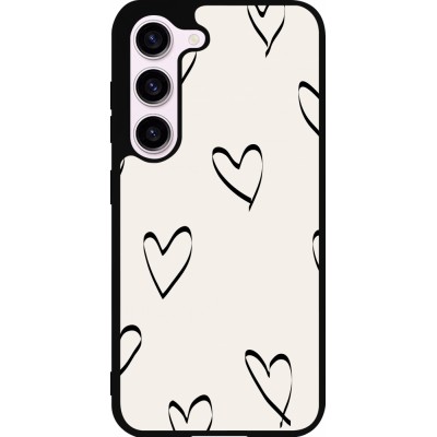 Coque Samsung Galaxy S23 - Silicone rigide noir Valentine 2023 minimalist hearts