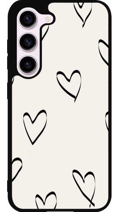 Coque Samsung Galaxy S23 - Silicone rigide noir Valentine 2023 minimalist hearts