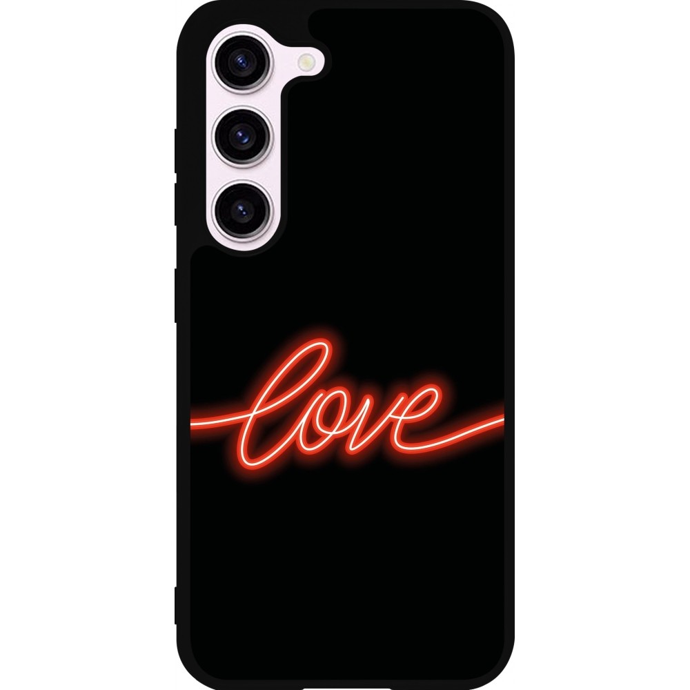 Samsung Galaxy S23 Case Hülle - Silikon schwarz Valentine 2023 neon love