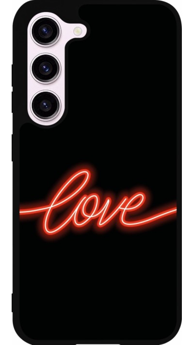 Coque Samsung Galaxy S23 - Silicone rigide noir Valentine 2023 neon love