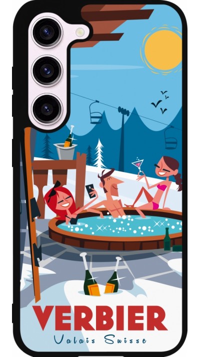 Coque Samsung Galaxy S23 - Silicone rigide noir Verbier Mountain Jacuzzi