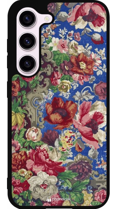 Coque Samsung Galaxy S23 - Silicone rigide noir Vintage Art Flowers
