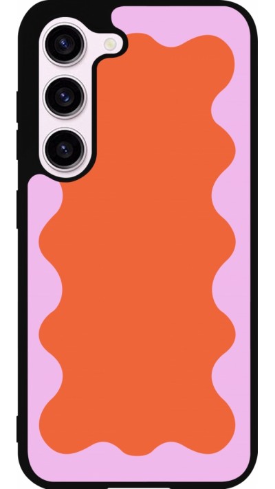 Coque Samsung Galaxy S23 - Silicone rigide noir Wavy Rectangle Orange Pink
