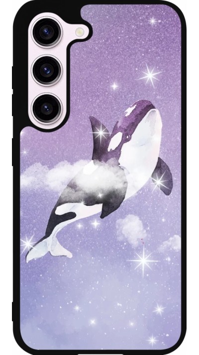Coque Samsung Galaxy S23 - Silicone rigide noir Whale in sparking stars