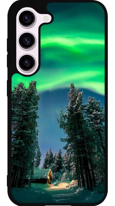 Coque Samsung Galaxy S23 - Silicone rigide noir Winter 22 Northern Lights