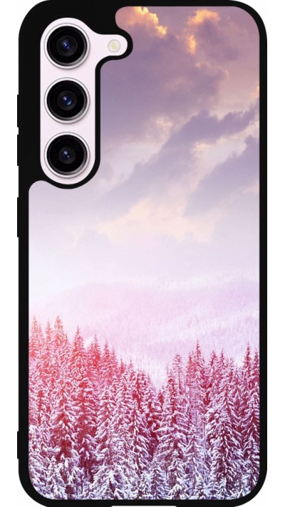 Coque Samsung Galaxy S23 - Silicone rigide noir Winter 22 Pink Forest