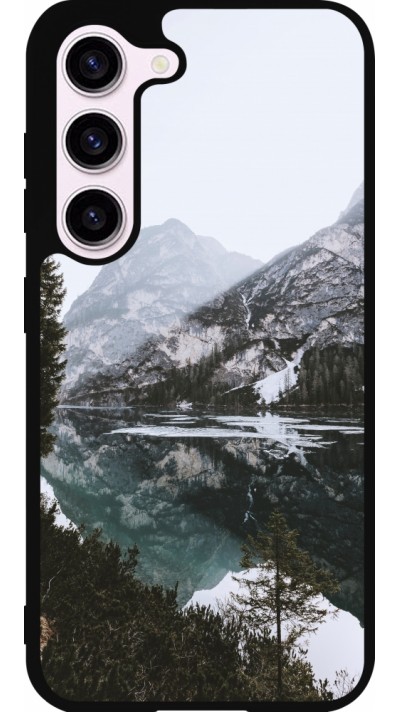 Coque Samsung Galaxy S23 - Silicone rigide noir Winter 22 snowy mountain and lake