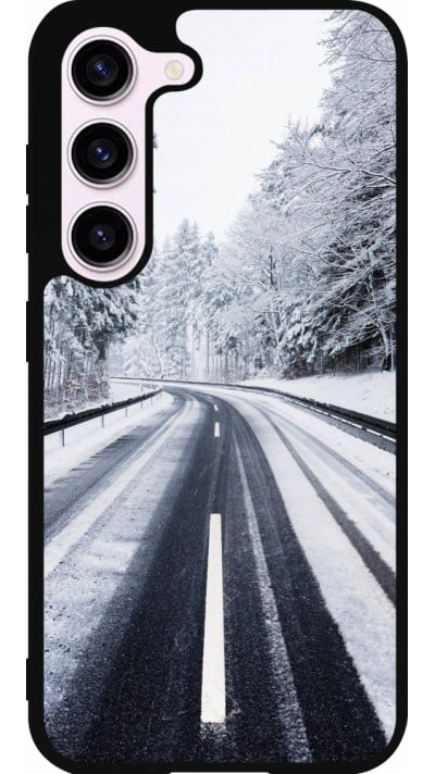 Coque Samsung Galaxy S23 - Silicone rigide noir Winter 22 Snowy Road