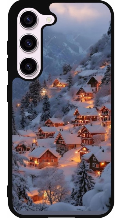 Coque Samsung Galaxy S23 - Silicone rigide noir Winter 25 Winter snowy village