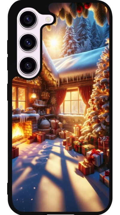 Coque Samsung Galaxy S23 - Silicone rigide noir Noël Chalet Féerie
