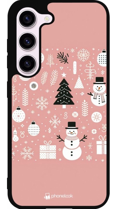 Samsung Galaxy S23 Case Hülle - Silikon schwarz Weihnachten 2024 Rose Schneemann Weihnachten