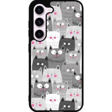 Coque Samsung Galaxy S23 FE - Silicone rigide noir Chats gris troupeau