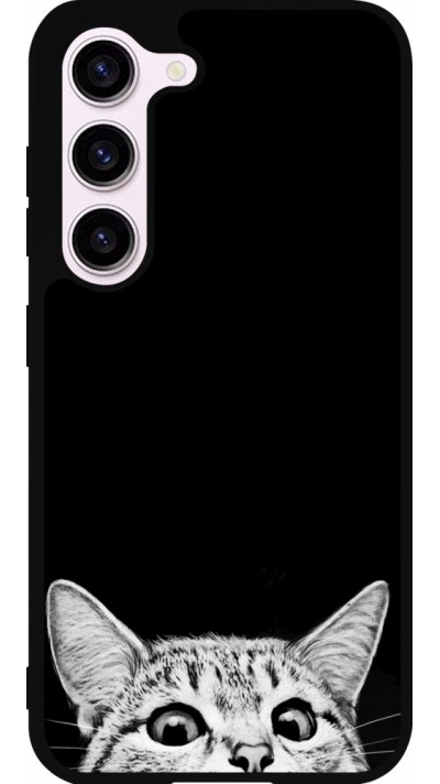 Coque Samsung Galaxy S23 FE - Silicone rigide noir Cat Looking Up Black