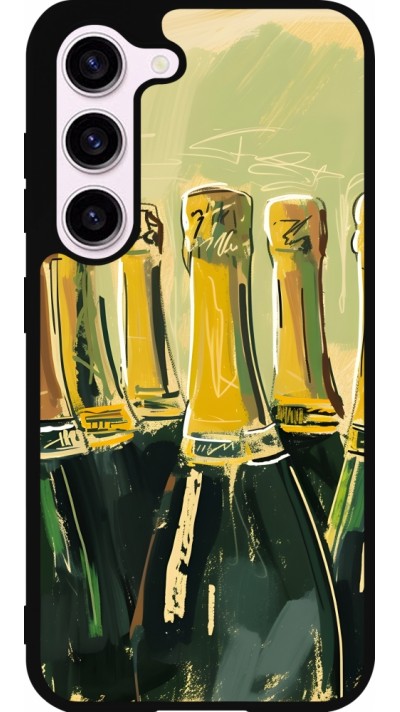 Coque Samsung Galaxy S23 FE - Silicone rigide noir Champagne peinture