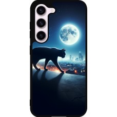 Samsung Galaxy S23 FE Case Hülle - Silikon schwarz Schwarze Katze unter dem Vollmond