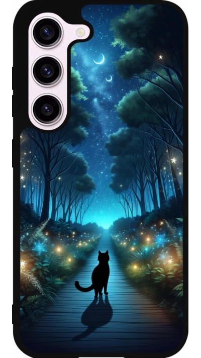 Samsung Galaxy S23 FE Case Hülle - Silikon schwarz Schwarze Katze Spaziergang