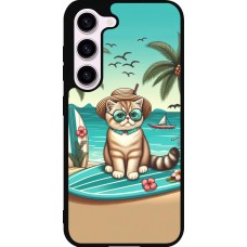 Coque Samsung Galaxy S23 FE - Silicone rigide noir Chat Surf Style