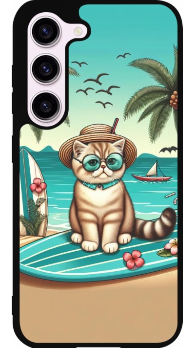 Coque Samsung Galaxy S23 FE - Silicone rigide noir Chat Surf Style