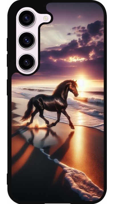 Samsung Galaxy S23 FE Case Hülle - Silikon schwarz Pferd majestätisch Strand