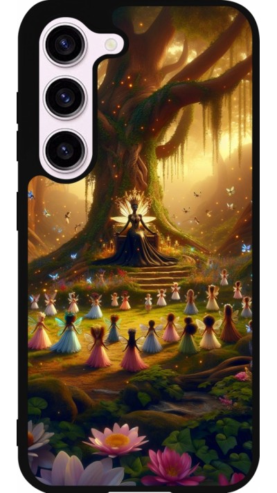 Coque Samsung Galaxy S23 FE - Silicone rigide noir Clairière féerique