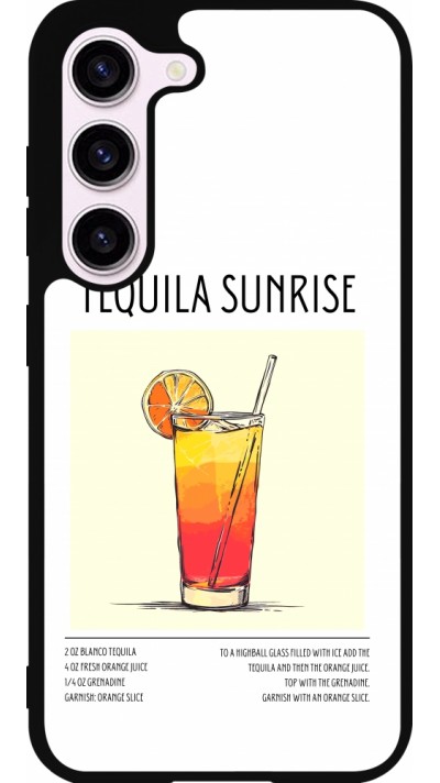 Coque Samsung Galaxy S23 FE - Silicone rigide noir Cocktail recette Tequila Sunrise