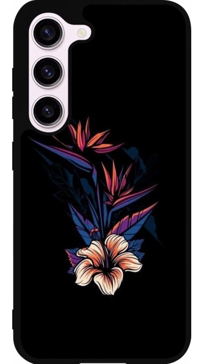 Coque Samsung Galaxy S23 FE - Silicone rigide noir Dark Flowers