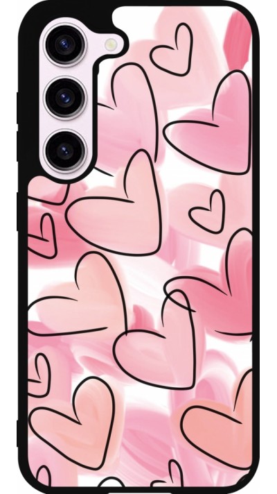 Samsung Galaxy S23 FE Case Hülle - Silikon schwarz Easter 2023 pink hearts