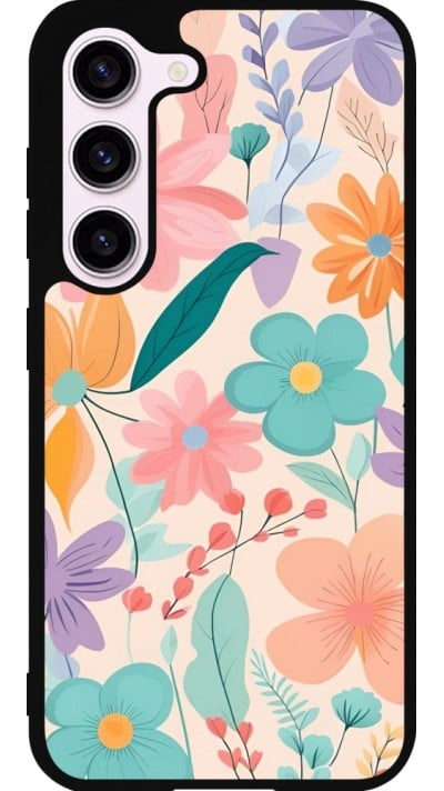Samsung Galaxy S23 FE Case Hülle - Silikon schwarz Easter 2024 spring flowers