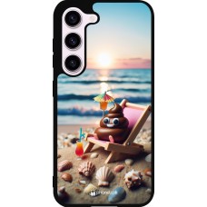 Samsung Galaxy S23 FE Case Hülle - Silikon schwarz Kackhaufen Emoji auf Liegestuhl