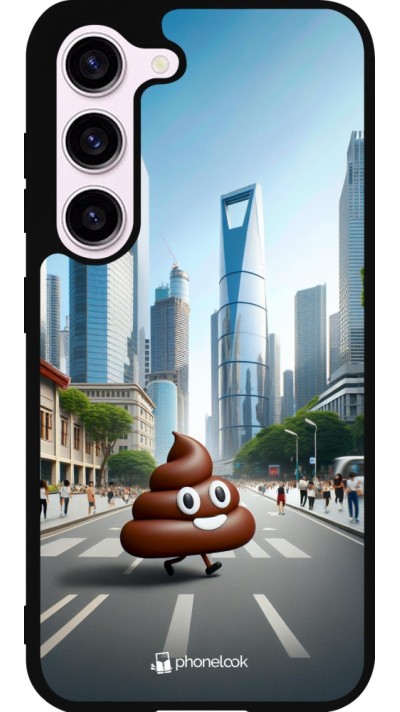 Samsung Galaxy S23 FE Case Hülle - Silikon schwarz Kackhaufen Emoji Spaziergang
