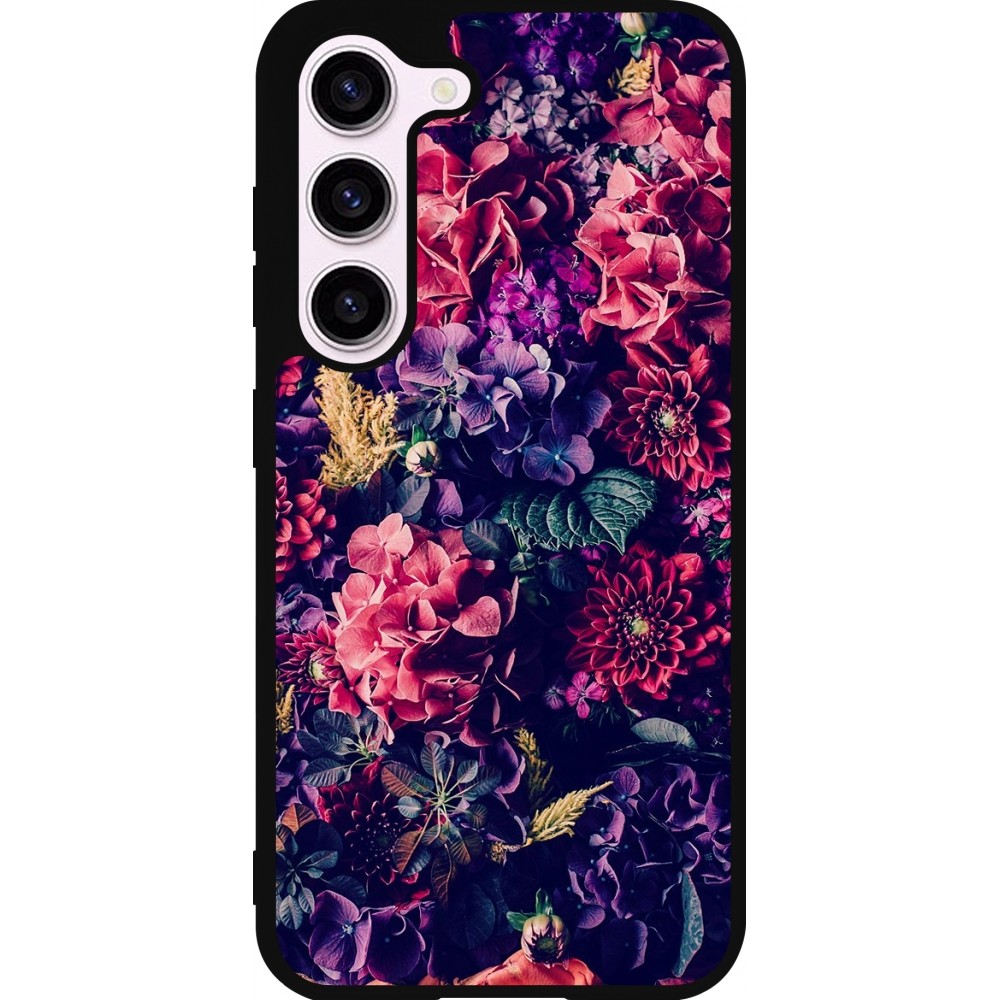 Samsung Galaxy S23 FE Case Hülle - Silikon schwarz Flowers Dark