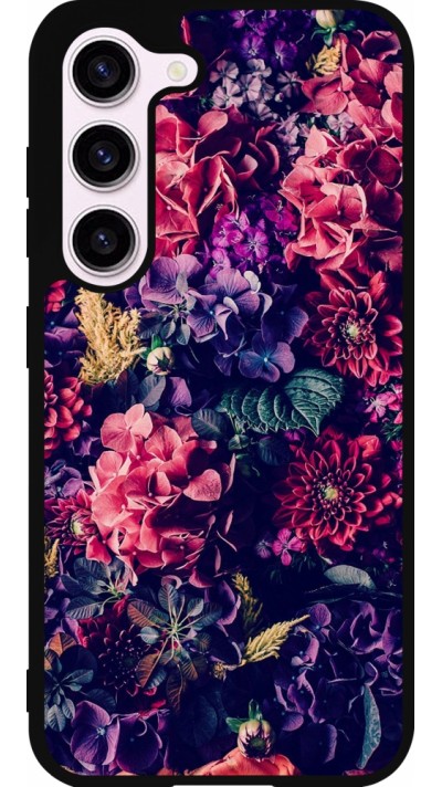 Coque Samsung Galaxy S23 FE - Silicone rigide noir Flowers Dark