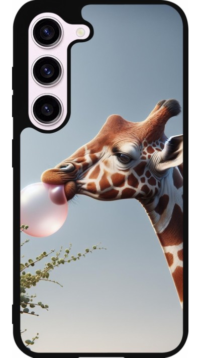 Samsung Galaxy S23 FE Case Hülle - Silikon schwarz Giraffe mit Blase