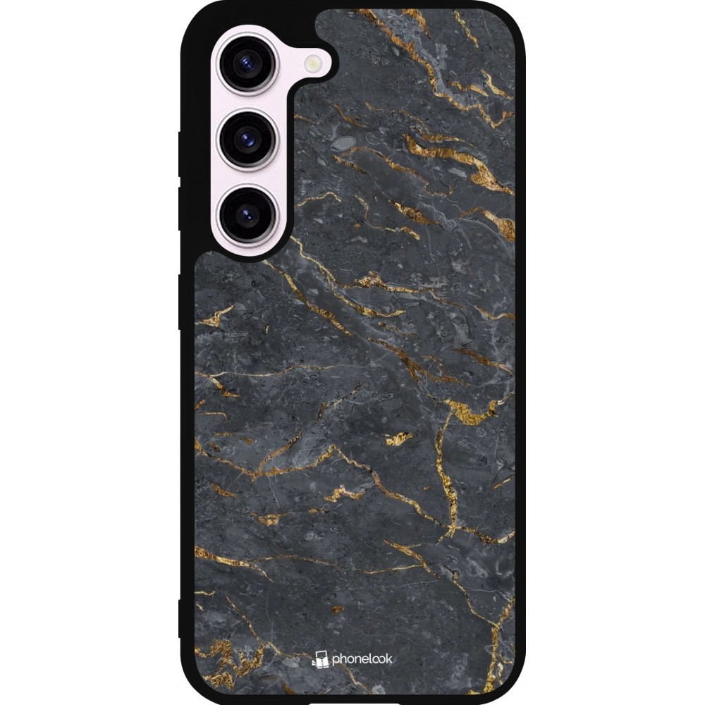 Samsung Galaxy S23 FE Case Hülle - Silikon schwarz Grey Gold Marble