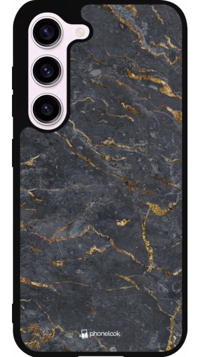 Coque Samsung Galaxy S23 FE - Silicone rigide noir Grey Gold Marble