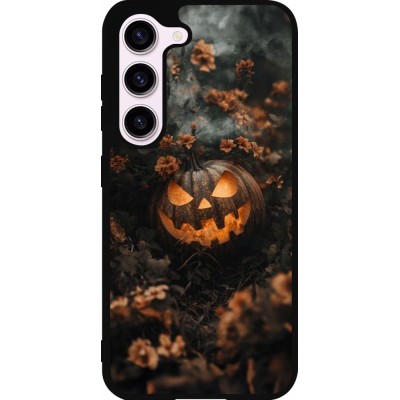 Coque Samsung Galaxy S23 FE - Silicone rigide noir Halloween 2025 Pumpkin with flowers