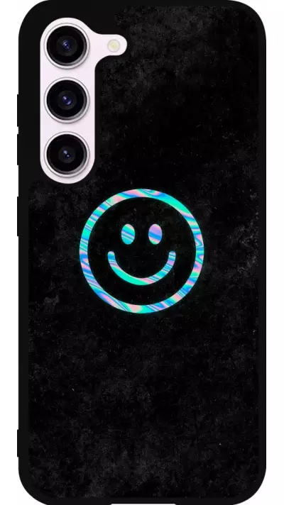 Coque Samsung Galaxy S23 FE - Silicone rigide noir Happy smiely irisé