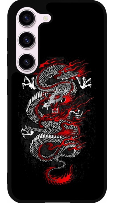 Coque Samsung Galaxy S23 FE - Silicone rigide noir Japanese style Dragon Tattoo Red Black