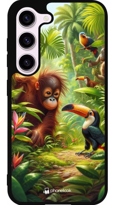 Coque Samsung Galaxy S23 FE - Silicone rigide noir Jungle Tropicale Tayrona