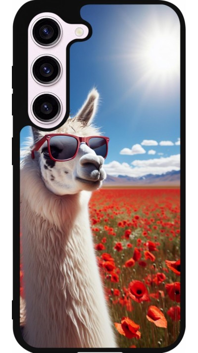 Samsung Galaxy S23 FE Case Hülle - Silikon schwarz Lama Chic in Mohnblume