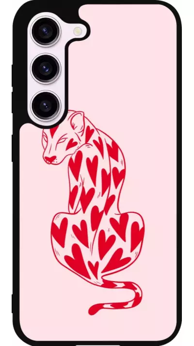 Coque Samsung Galaxy S23 FE - Silicone rigide noir Leopard with hearts 2026