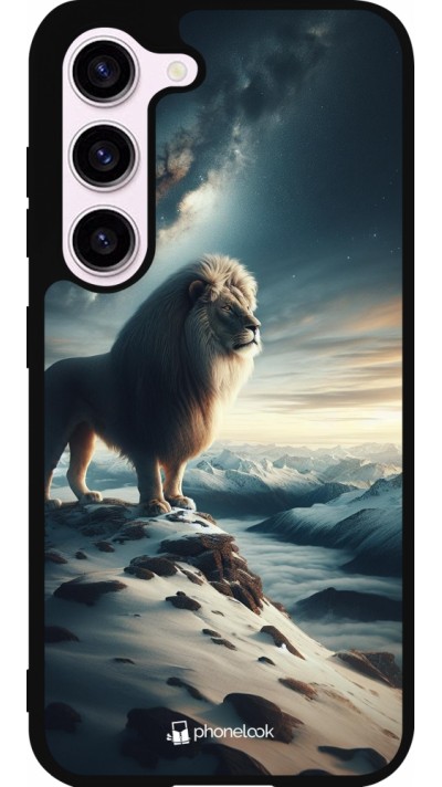Coque Samsung Galaxy S23 FE - Silicone rigide noir Le lion blanc