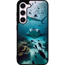 Coque Samsung Galaxy S23 FE - Silicone rigide noir Manta Lagon Nettoyage