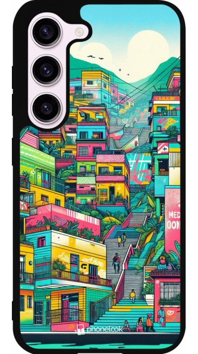 Coque Samsung Galaxy S23 FE - Silicone rigide noir Medellin Comuna 13 Art