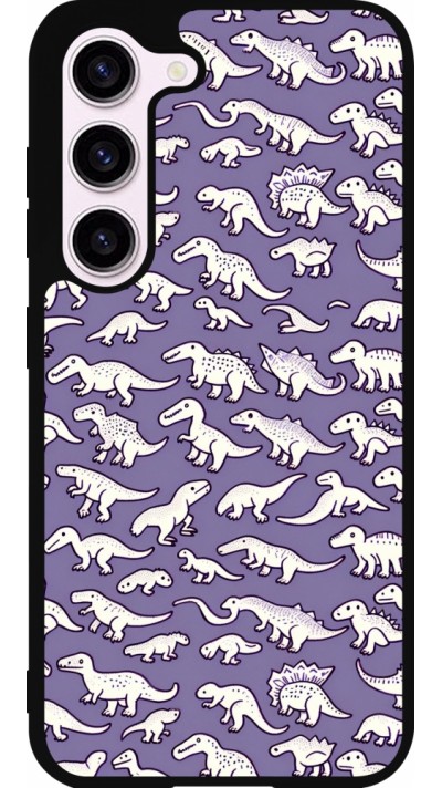 Samsung Galaxy S23 FE Case Hülle - Silikon schwarz Mini-Dino-Muster violett