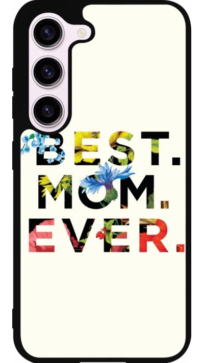 Coque Samsung Galaxy S23 FE - Silicone rigide noir Mom 2023 best Mom ever flowers