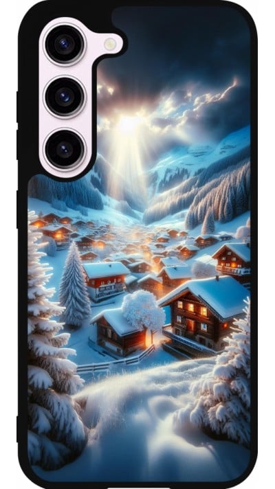 Coque Samsung Galaxy S23 FE - Silicone rigide noir Mont Neige Lumière
